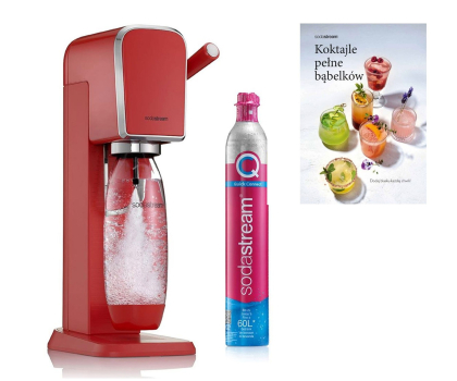 Saturator do wody i akcesoria SodaStream Zestaw saturator Art Mandarin Red + książka z przepisami